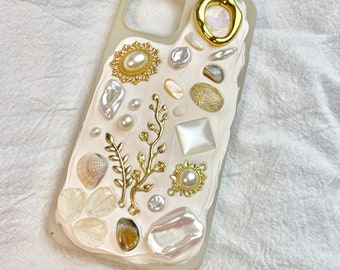 Beige Shell Mosaic Phone Case For All Brand