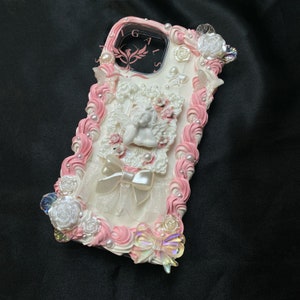 Pink And White Framed Angel Baroque Style Decoden Phone Case For All Brand