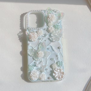 Elegant Light Blue Butterfly Decoden Phone Case For All Brand