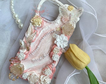 Peach Pink Baroque Style Decoden Phone Case For All Brand