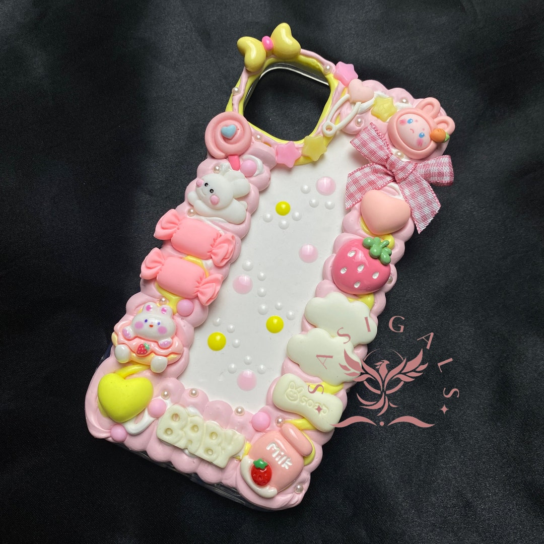 Cute Baby Pink Bunny Decoden Phone Case for All Brand - Etsy