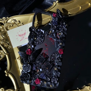 Black Lace Goth Decoden Phone Case For All Brand