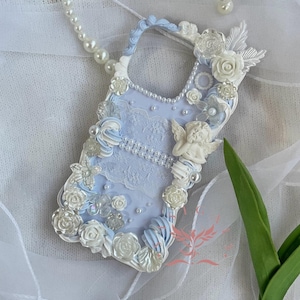 Custodia per telefono Secret Blue Gray Angel Baroque Style Decoden per tutte le marche