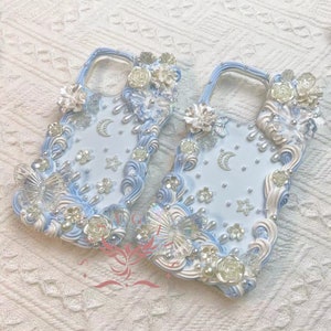 Gorgeous Baby Blue Baroque Decoden Phone Case For All Brand