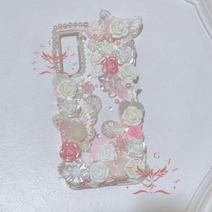 Pastel Pink and White 3D Rose Decoden Phone Case For All Brand