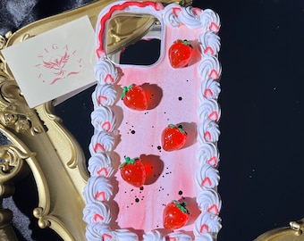 Red Strawberry Fake Cake Decoden Phone Case For All Brand