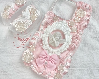 Pink Pearl Angel Baroque Decoden Phone Case