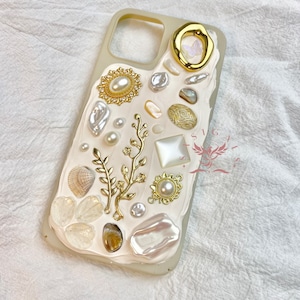 Beige Shell Mosaic Phone Case For All Brand