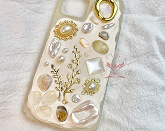 Beige Shell Mosaic Phone Case For All Brand