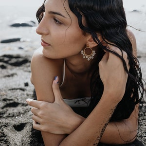 Handwoven Gold Filled Wire Earring ,Gold Woven Wire Hoop Earrings, Handwoven Flowers earrings image 3