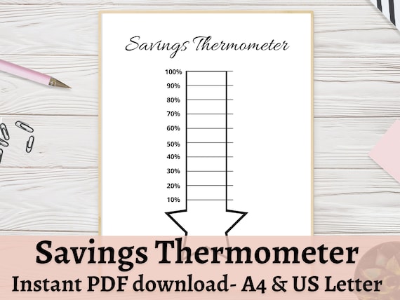 Savings Thermometer Printable Savings Thermometer Template | Etsy
