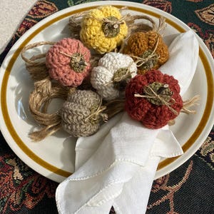 Pumpkin Napkin Rings Crocheted Handmade Fall/Thanksgiving Table Decor