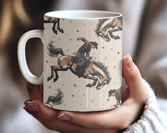 Western Bucking Bronco Coffee Mug Cowboy Rodeo Lover Unique Gift Idea For Him Fathers Day Gift For Dad Country Western Decor Ranch Horse Mug