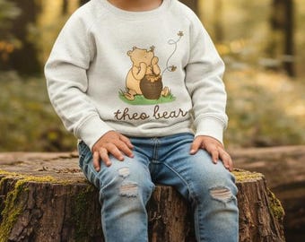 BEST SELLER - Personalised Baby Bear Classic Winnie the Pooh Sweatshirt Pooh Bear Kids Shirt Winnie Pooh Vacation Sweater Kids Disney Shirt