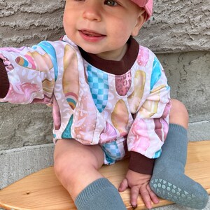 Blush Baby Romper, Surf Board Romper, Summer Infant Knit Comfortable Romper, Cozy Baby Sweatshirt, Baby Bubble Romper