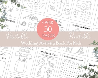 Kinderhochzeitsaktivitätspaket Hochzeitsaktivitätsbuch Malbuch für Kinder Empfang Tischaktivitäten Broschüre Ehe Spiele Printable Digital