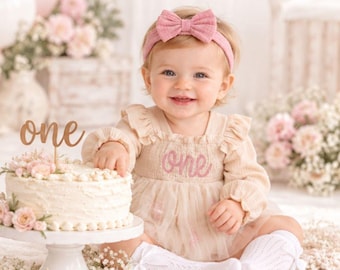 Baby Girl First Birthday Dress Smash Cake Outfit Idea Photography First Birthday Outfit Girl Hand Embroidered One First Birthday Dress