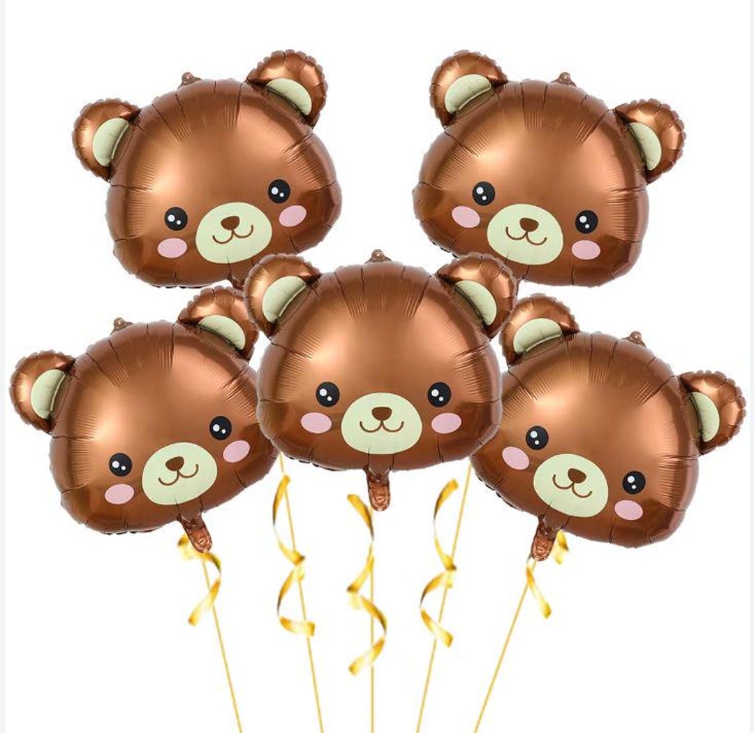 5 PC Foil Teddy Bear Balloons & Coordinating Latex Balloon Decor for ...