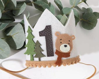 Woodland First Birthday Boy Hat Happy Camper Baby Boy Birthday Theme 1St Birthday Photo Prop Boys Smash Cake Crown 1St Birthday Decor