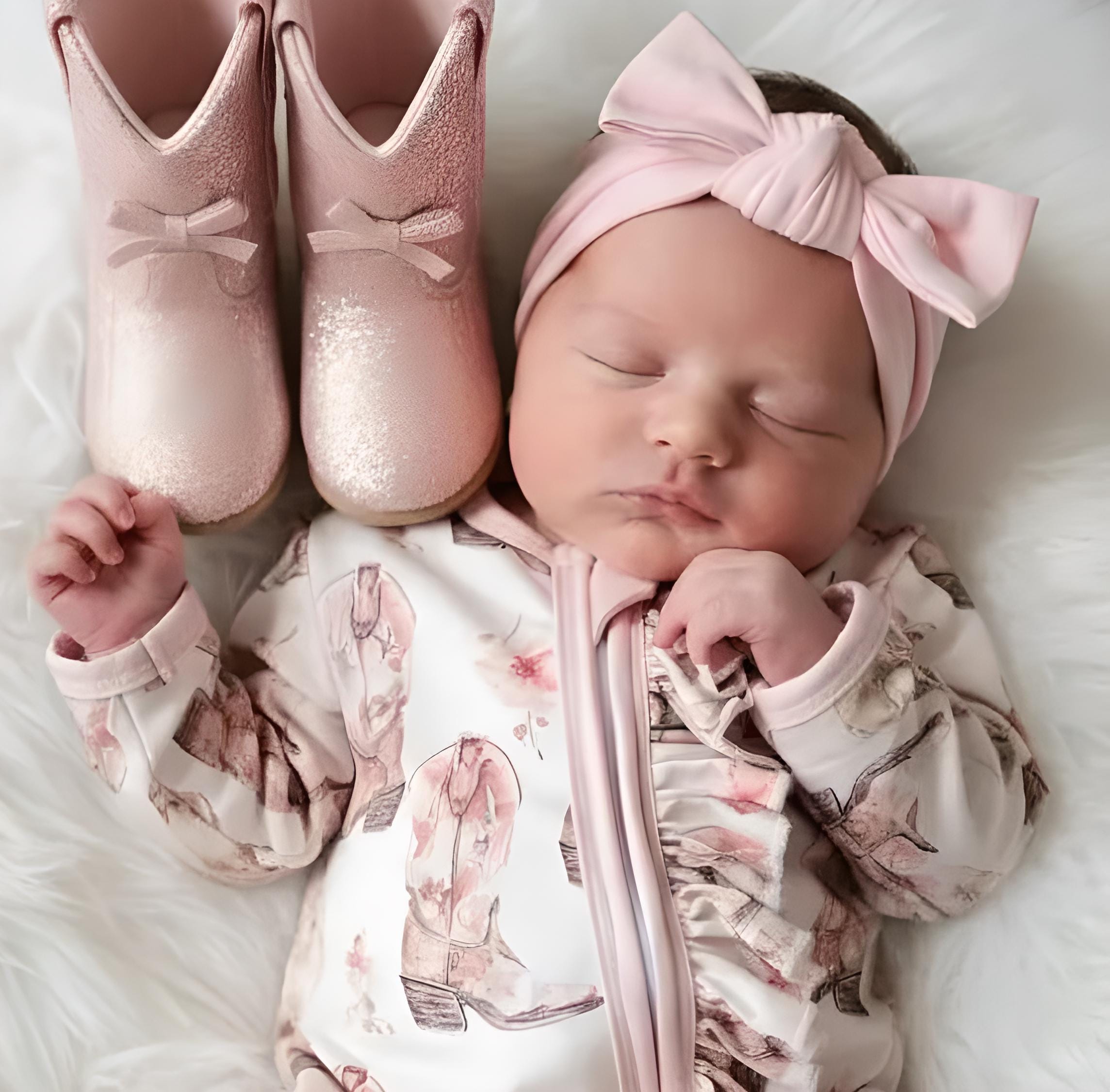 BEST SELLER - Western Girl Baby-Sleeper Water Color Cowboy Boot Print Baby Come Home Outfit little Cowgirl Infant Pajamas Shower Gift