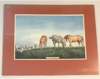 25x20 Original Matted Watercolor PAINTING Ranch Near Fort Worth by JOYCE GILBERT