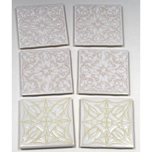 VTG Lot 6 Handmade Richards Group Lemmon Avenue Pottery Tile Coasters Trivets