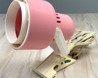VTG 1980s Bubblegum Pink Corded Electric Clip-On Desk Reading Light LAMP Works