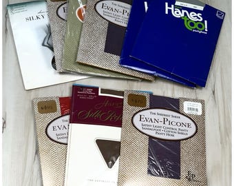 VTG Lot 9 Pair Womens SIZE A/B Medium PANTYHOSE Hosiery Hose Evan-Picone Hanes