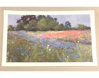 22"x14" Texas Wildflowers Landscape Art PRINT Signed & Numbered by OPAL PALMER