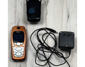 VTG 2003 Nokia 3560 Orange Candybar Mobile Cell Phone w/ Power Supply HTF WORKS!