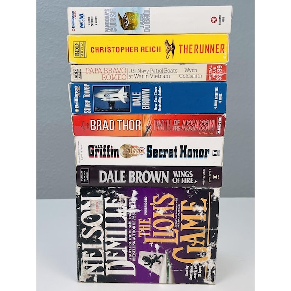 Lot 8 Military Crime AUDIOBOOKS on Cassette The Lion's Game Dale Brown TESTED