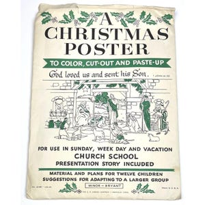 VTG CR Gibson Sunday School Manualidad/Plan de lección Una historia de póster navideño 4195 NUEVO