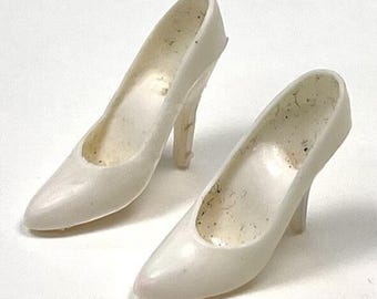 VTG 1980s MATTEL Barbie Superstar White SHOES Pumps Skinny Heels Phillippines
