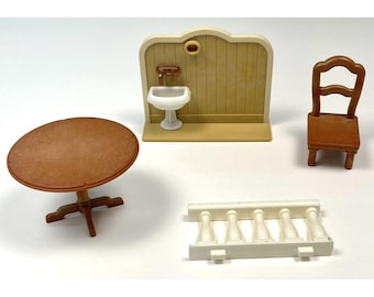 VTG Lot 4 Sylvania CALICO CRITTERS Dollhouse Furniture Bathroom Kitchen Epoch