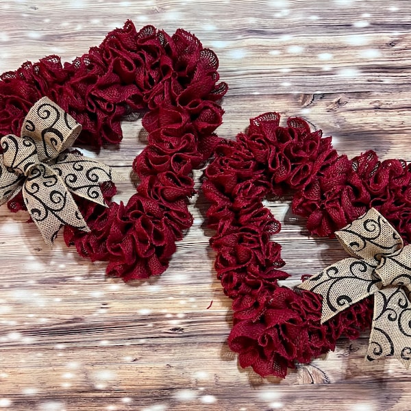 Valentine Wreath, Red Burlap Heart Wreath