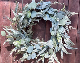 Mixed Eucalyptus Wreath for Year Round, Modern Farmhouse, Front Door Wreath, Everyday Wreath, Greenery Wreath, Spring, Summer, Fall, Winter