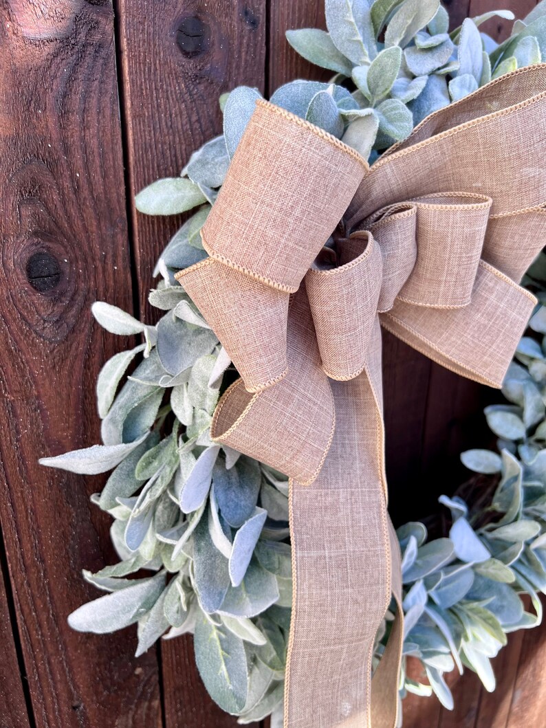 Lambs Ear Wreath Farmhouse Front Door Wreath Everyday Wreath Etsy