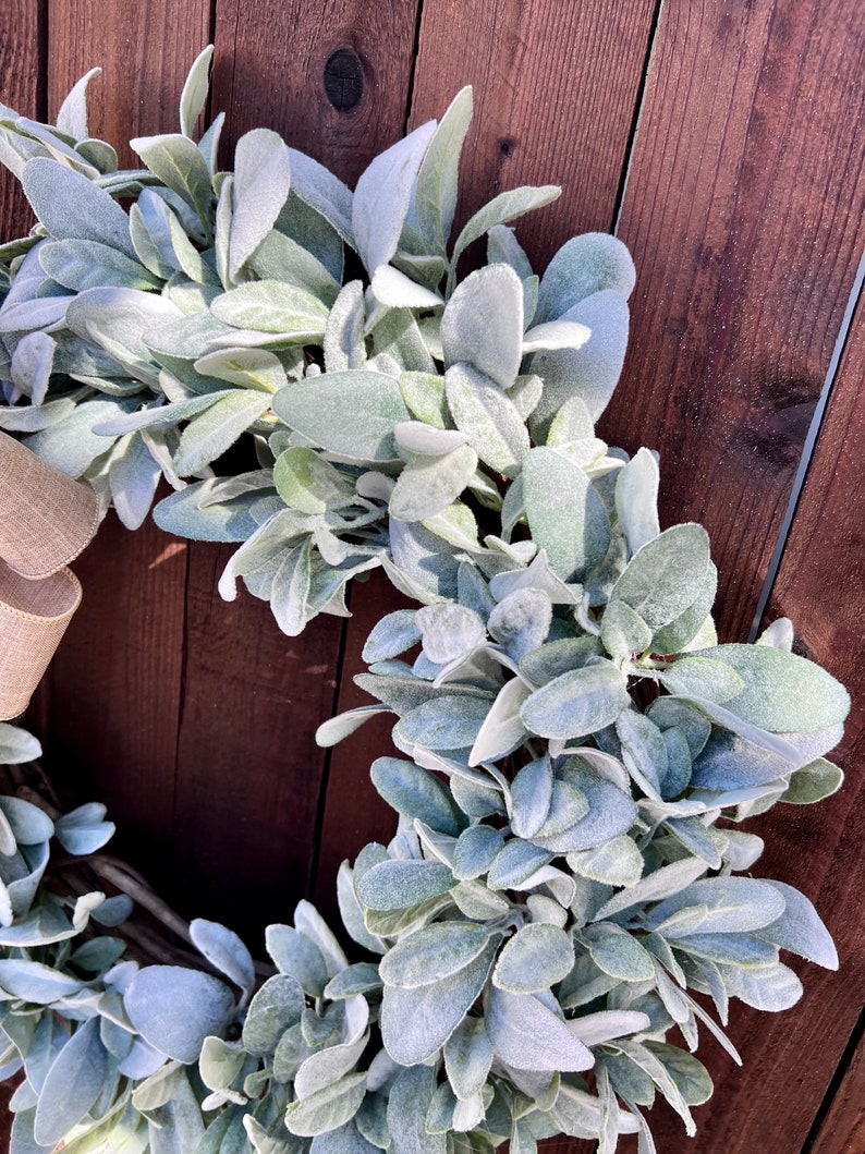 Lambs Ear Wreath Farmhouse Front Door Wreath Everyday Wreath Etsy