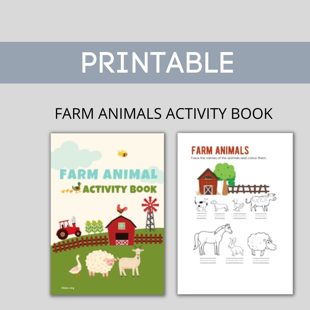 Farm animals tracing coloring pages