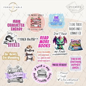 Bookish Stickers, Book stickers, Kindle stickers, Reading stickers, Reader stickers, sticker pack