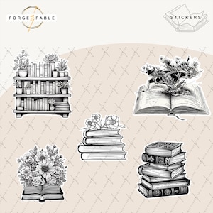 Bookish Stickers, Book stickers, Kindle stickers, Black and white stickers, Reading stickers, Reader stickers