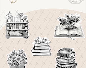 Bookish Stickers, Book stickers, Kindle stickers, Black and white stickers, Reading stickers, Reader stickers