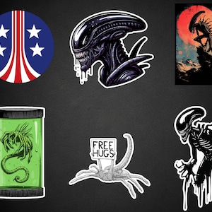 Alien Xenomorph stickers | Aliens inspired sticker | Facehugger Vinyl | Laptop Decals | holographic decal Set of 6