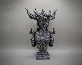 Lilith Bust | 3D printed Diablo statue art, 3d print, home gamer fantasy handmade decor gift, gothic artwork