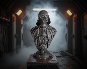 Darth Vader | Large Bust Statue | 3D Printed Star Wars Collectible with Metallic Silver and Gold Finish