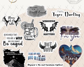 Pegatinas de ACOTAR, Pegatinas de libros, Pegatina de Rhysand, Pegatinas para Kindle, Citas y fanart de Feyre, Pegatina holográfica, ACOTAR