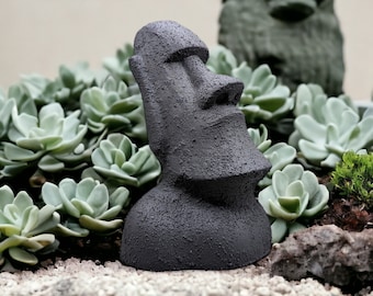 Easter Island Moai head statue Decor, Polynesian Artwork for Zen Vibes Gifts or Pet Terrarium