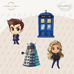 DOCTOR WHO stickers | TENTH doctor set | Rose Tyler sticker, Tardis sticker, Dalek sticker