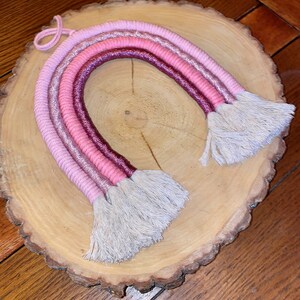 Macramé Rainbow, pink rainbow, macramé decor