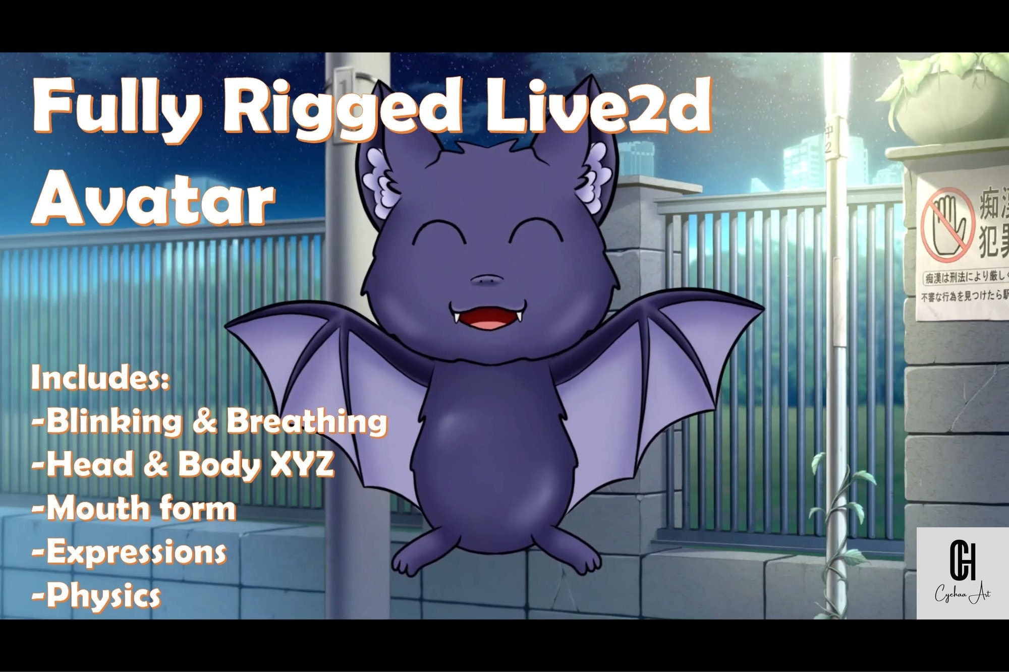 Bat - Live2d Avatar Fullbody / Fully Rigged | Vtuber Model | Ready to ...